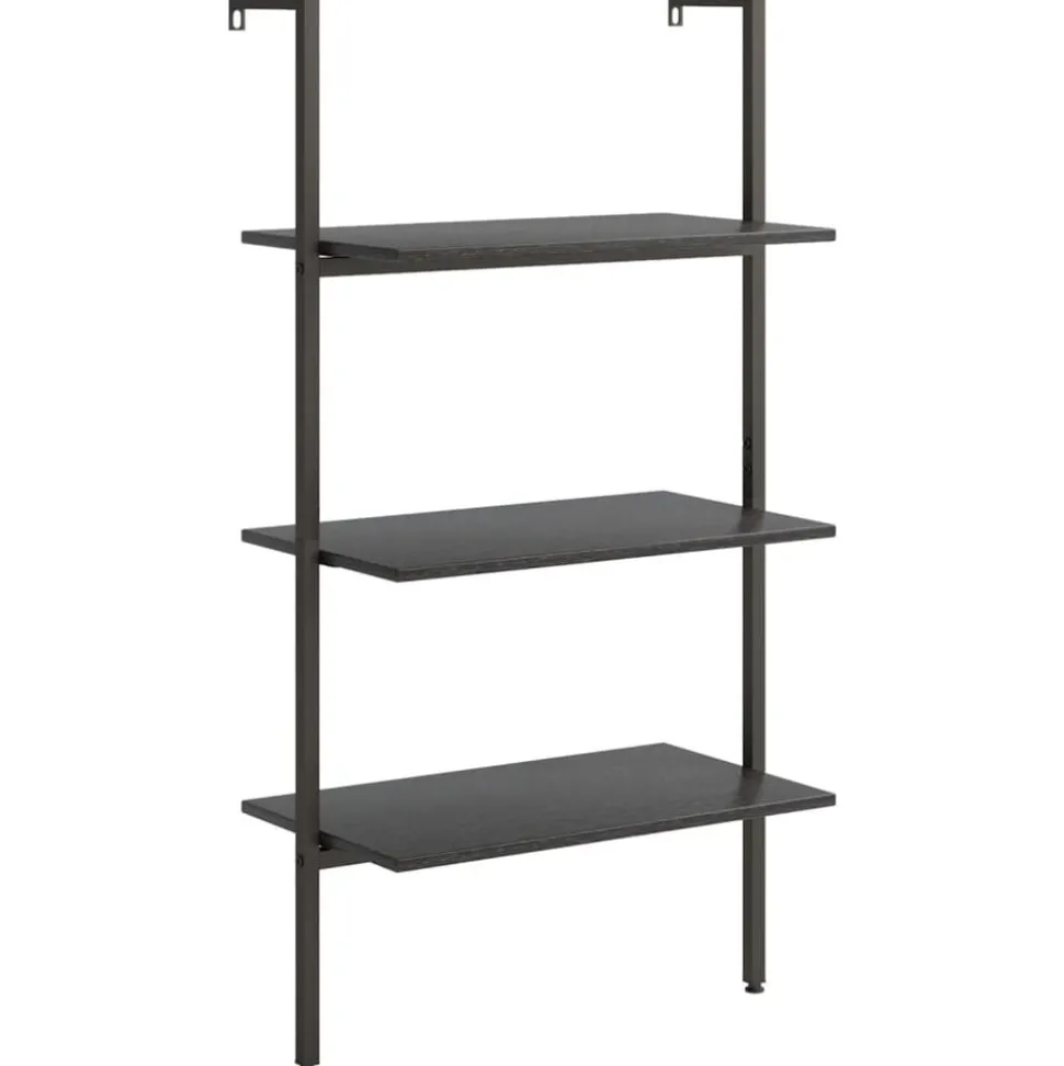 vidaXL Ladderrek met 3 schappen 64x35x120,5 cm zwart