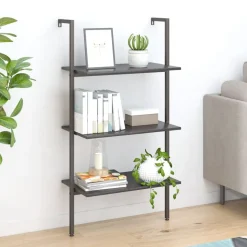 vidaXL Ladderrek met 3 schappen 64x35x120,5 cm zwart