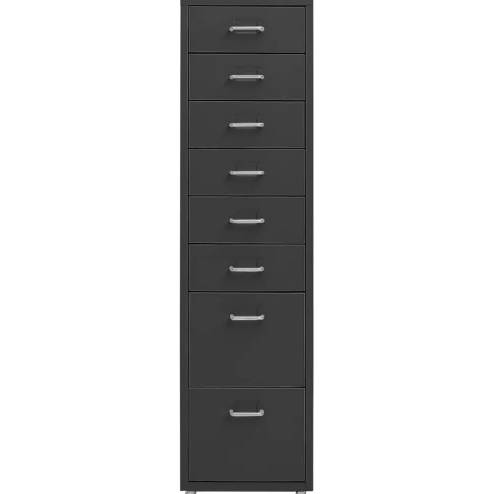 vidaXL Ladeblok verrijdbaar 28x41x109 cm metaal antracietkleurig