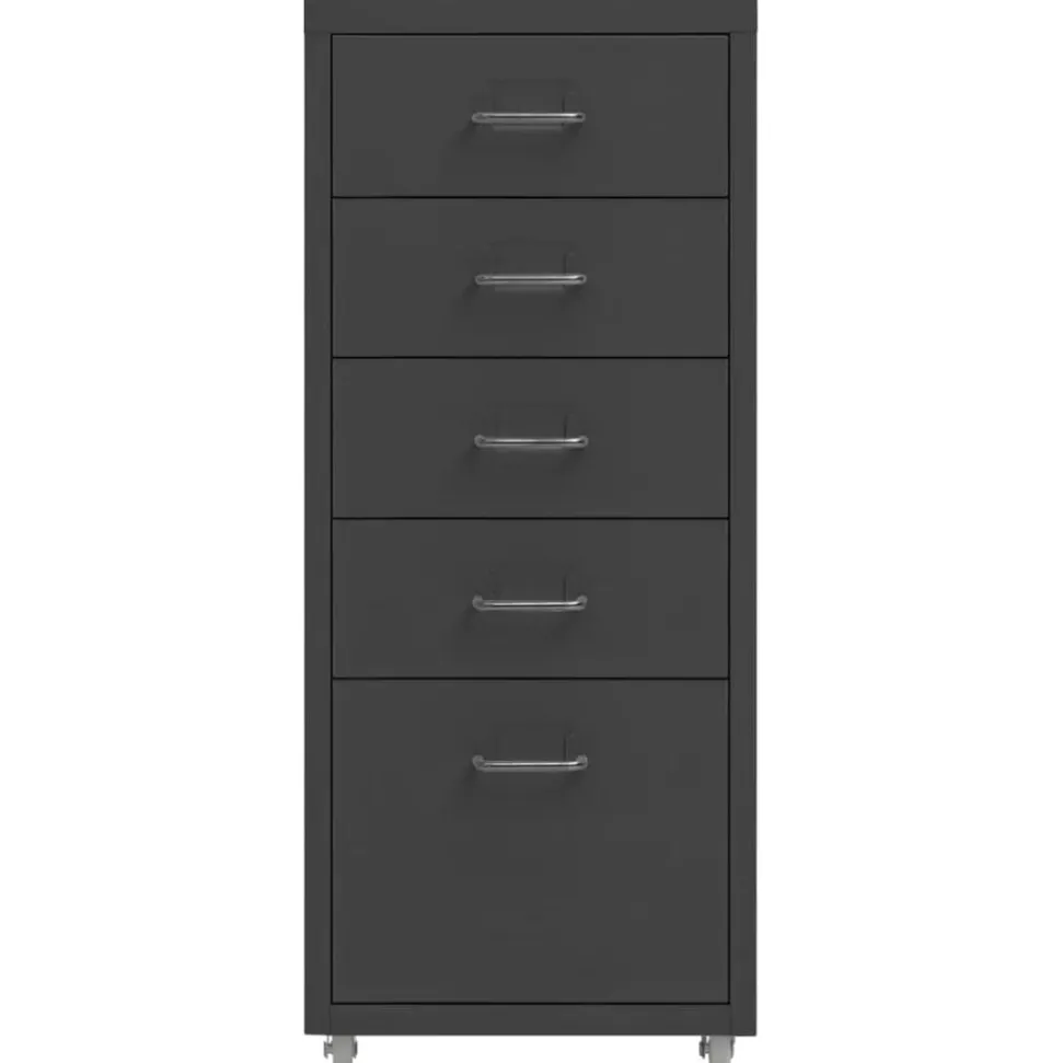 vidaXL Ladeblok verrijdbaar 28x41x69 cm metaal antracietkleurig