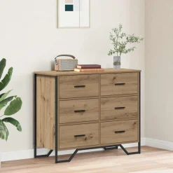 vidaXL Ladekast met lade 2 pcs Artisan Eiken 91 x 35,5 x 74,5 cm
