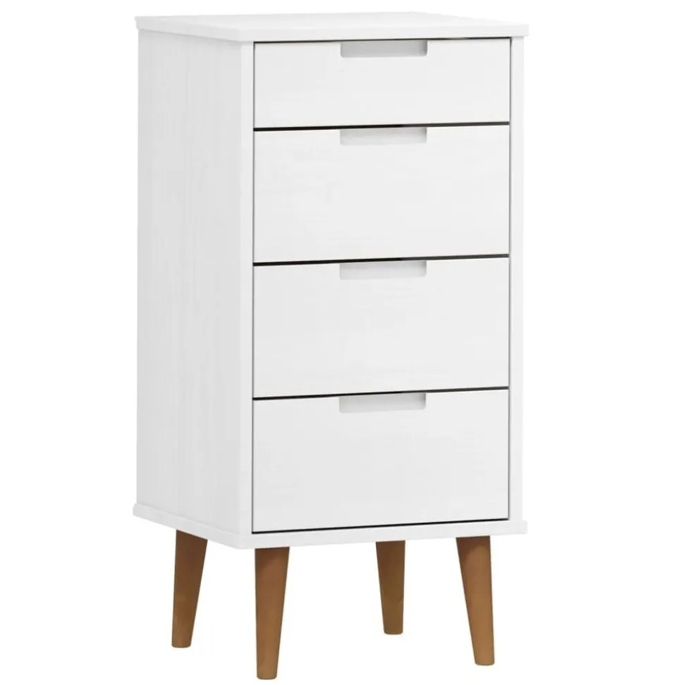 vidaXL Ladekast MOLDE 40x35x82 cm massief grenenhout wit