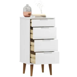 vidaXL Ladekast MOLDE 40x35x82 cm massief grenenhout wit