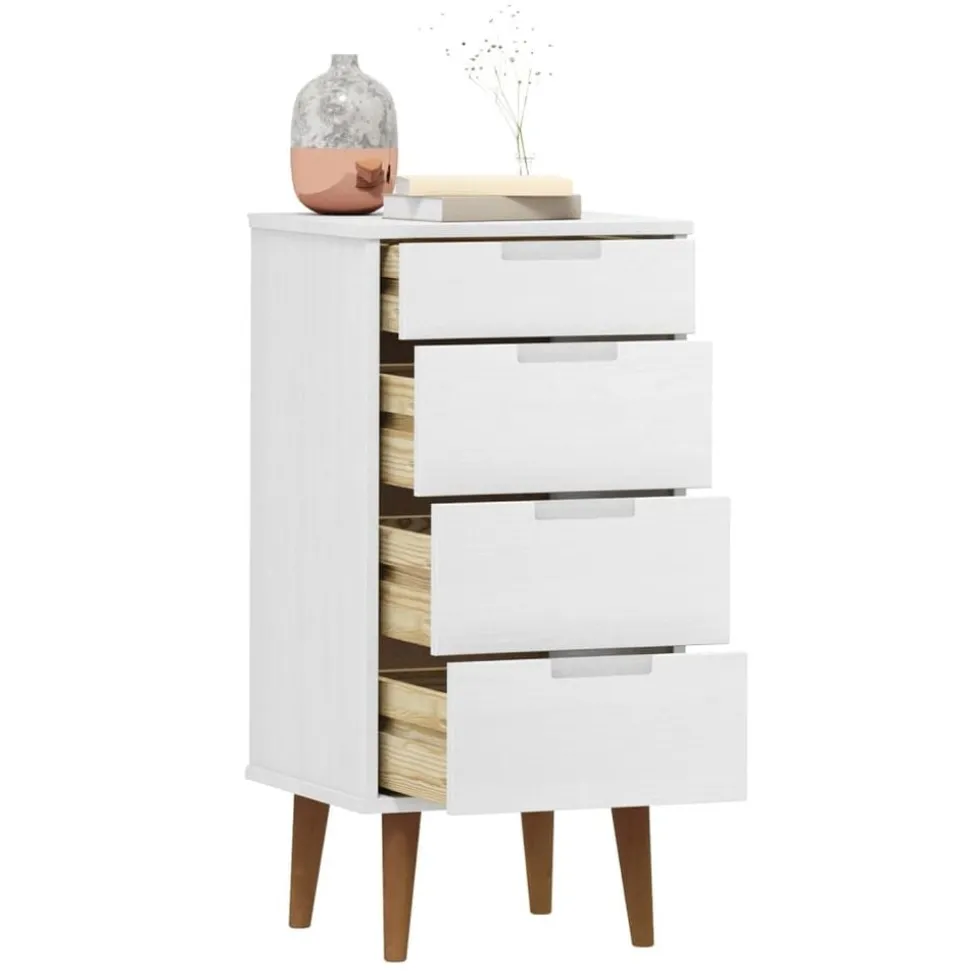 vidaXL Ladekast MOLDE 40x35x82 cm massief grenenhout wit