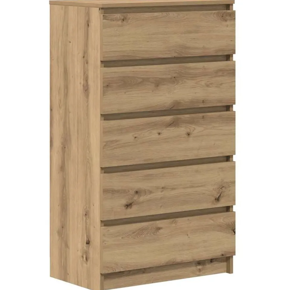 vidaXL Ladekast 60x36x103 cm bewerkt hout artisanaal eikenkleur