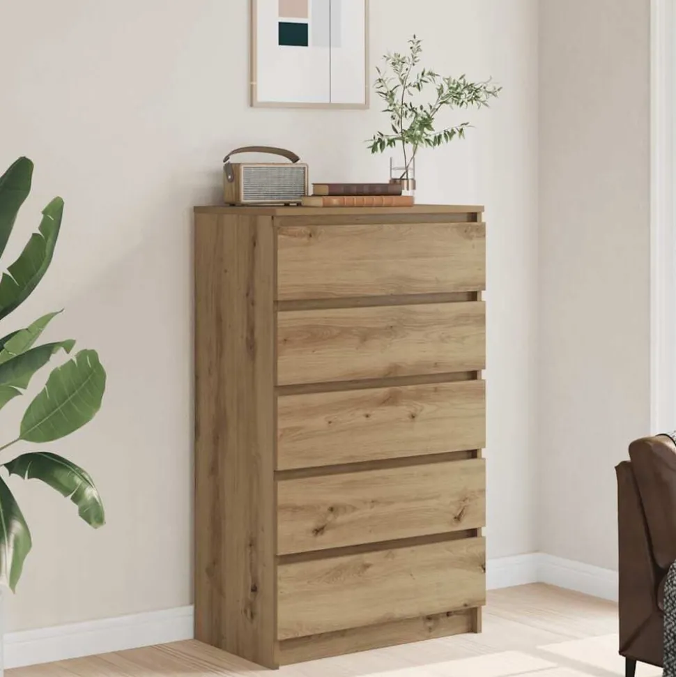 vidaXL Ladekast 60x36x103 cm bewerkt hout artisanaal eikenkleur