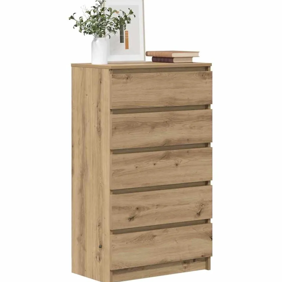 vidaXL Ladekast 60x36x103 cm bewerkt hout artisanaal eikenkleur