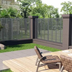 vidaXL Lamellenhek 180x180 cm HKC grijs