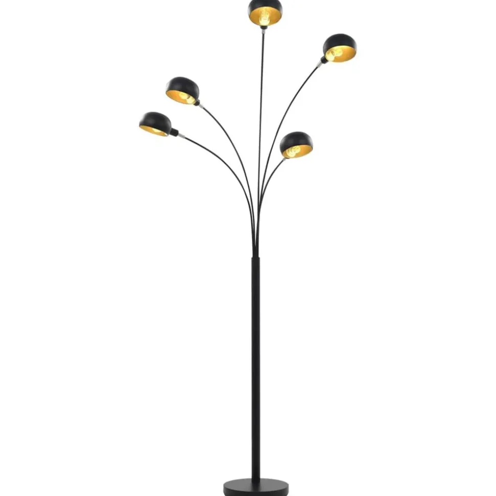 vidaXL Lamp staand 5xE14 200 cm zwart en goud
