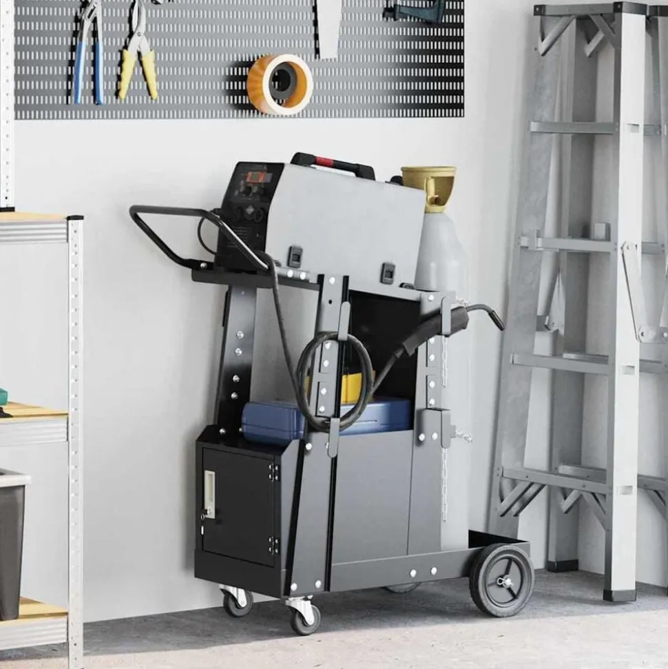 vidaXL Laswagen Zwart 91 x 47 x 96 cm Staal