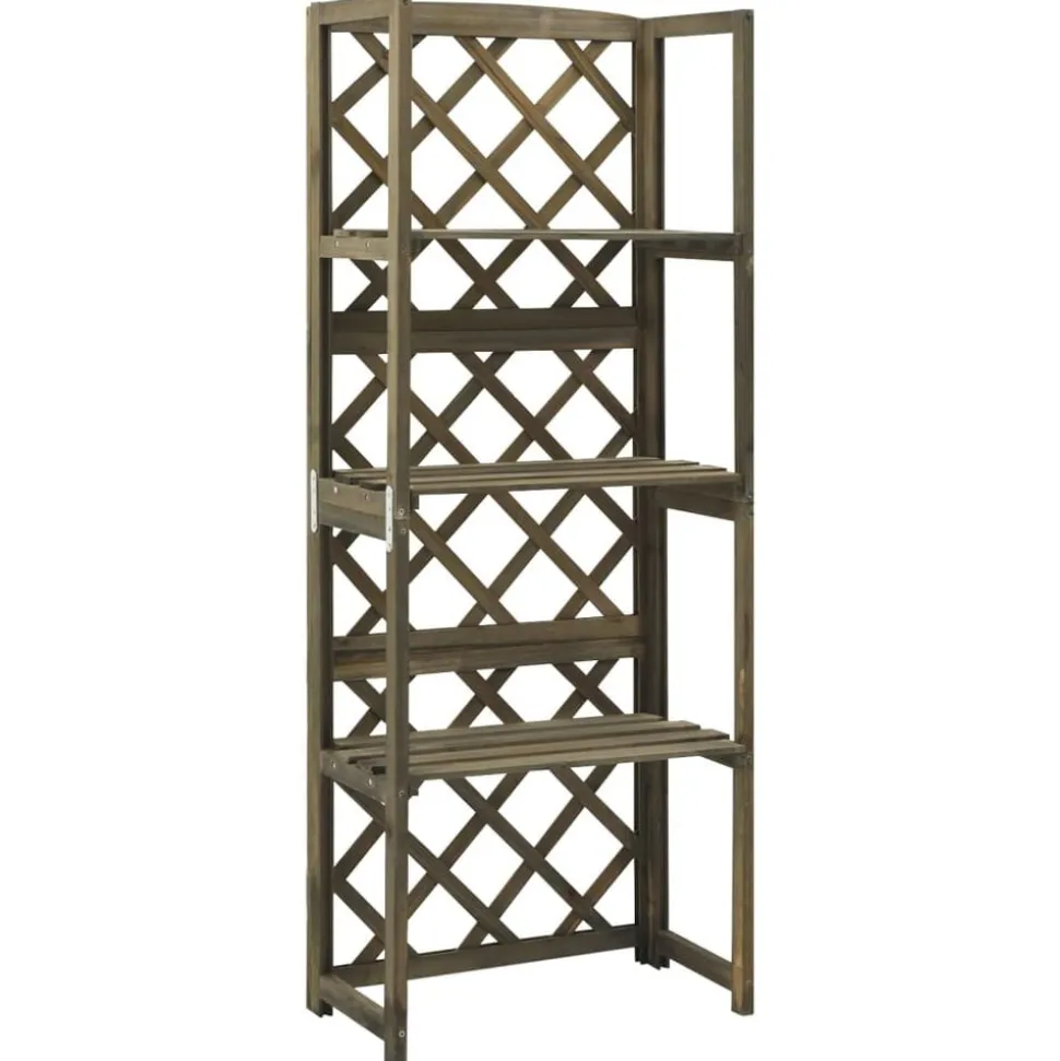 vidaXL Latwerk met schappen 55x30x140 cm massief vurenhout grijs