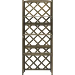 vidaXL Latwerk met schappen 55x30x140 cm massief vurenhout grijs