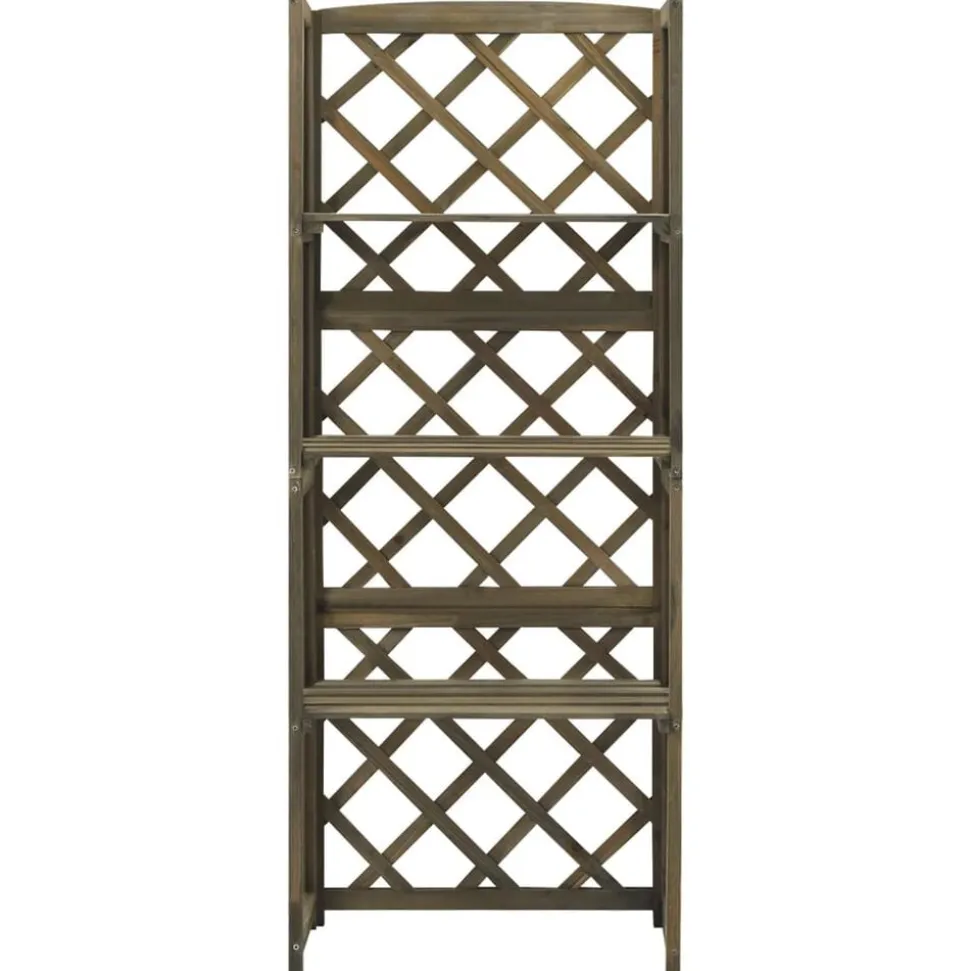 vidaXL Latwerk met schappen 55x30x140 cm massief vurenhout grijs