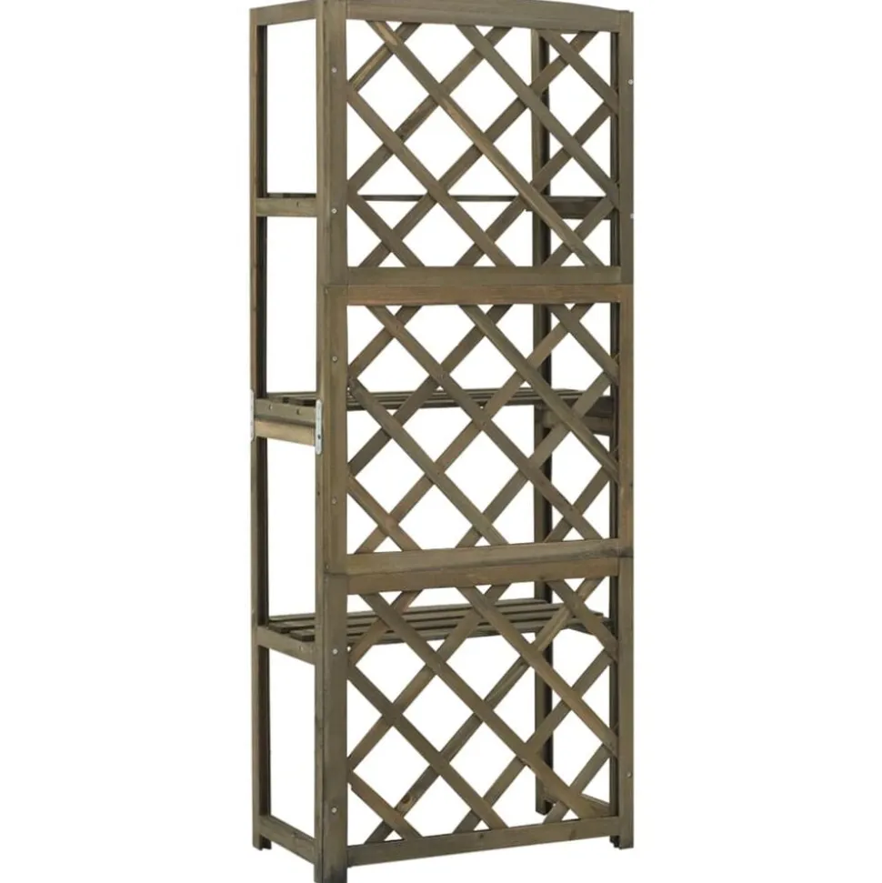 vidaXL Latwerk met schappen 55x30x140 cm massief vurenhout grijs