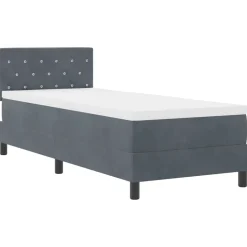 vidaXL LED Box Spring Bed met matras Donkergrijs 80 x 200 cm Fluweel