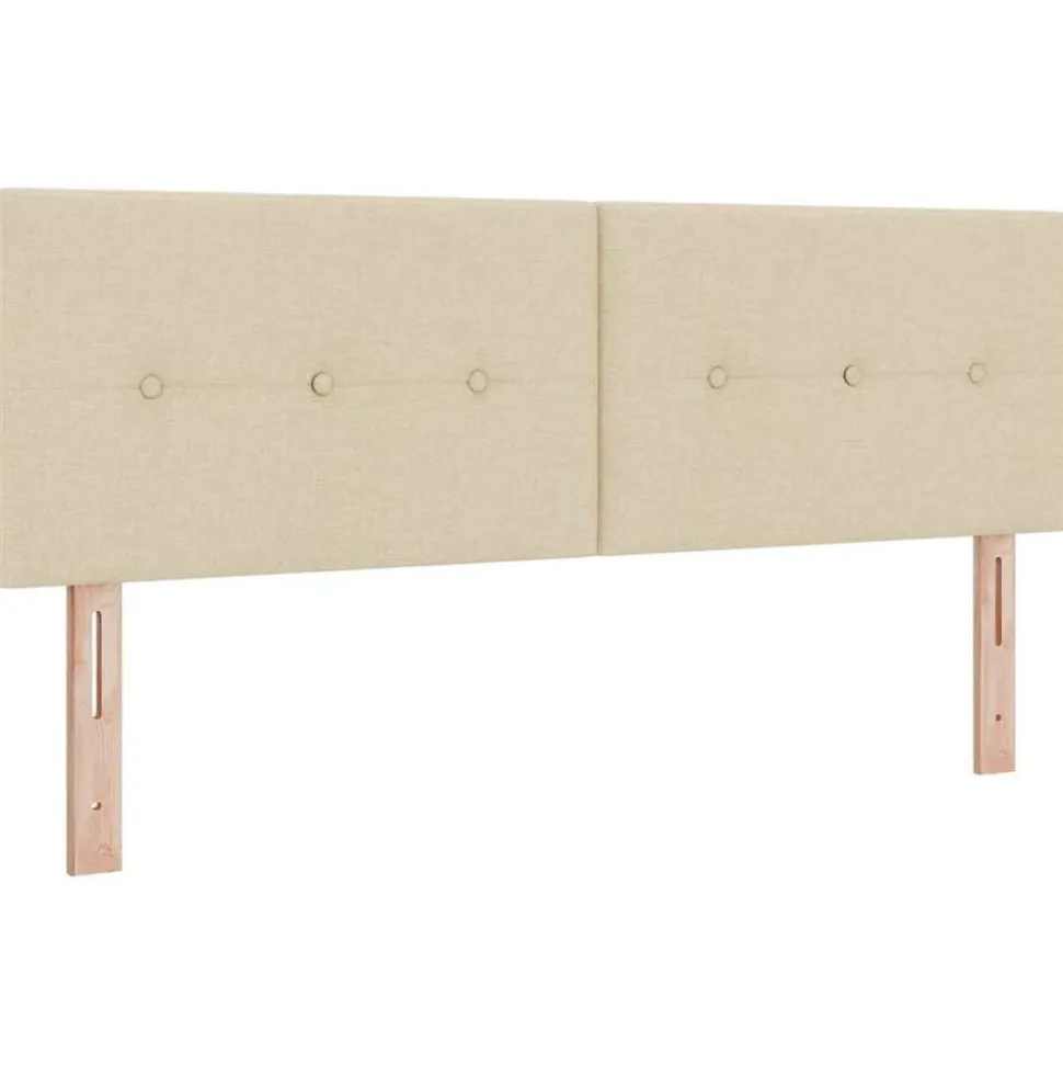 vidaXL LED Hoofdbord met LED-stripverlichting Crème 144 cm Stof