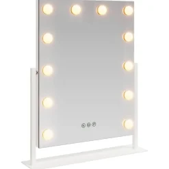 vidaXL LED Make-up Spiegel Wit 44 x 10 x 53 cm Glas en Staal