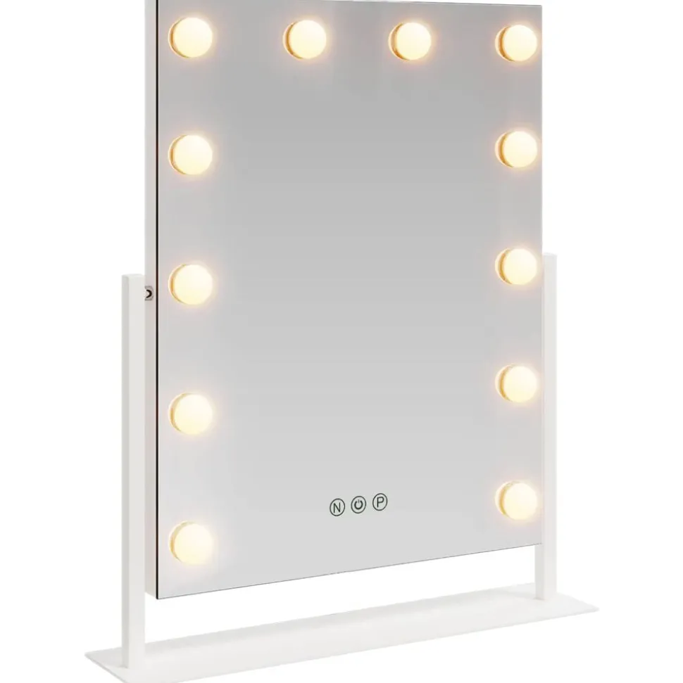 vidaXL LED Make-up Spiegel Wit 44 x 10 x 53 cm Glas en Staal