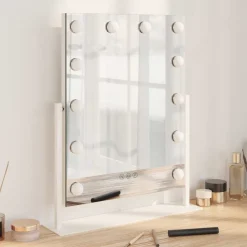 vidaXL LED Make-up Spiegel Wit 44 x 10 x 53 cm Glas en Staal