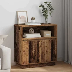 vidaXL LED Sideboard Oudhout 71 x 34,5 x 75 cm Bewerkt hout