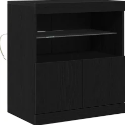 vidaXL LED Sideboard Zwart 60,5 x 37 x 67 cm Bewerkt hout