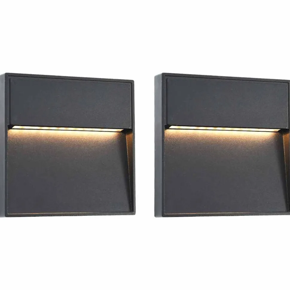 vidaXL LED-buitenwandlampen 2 st 3 W vierkant zwart