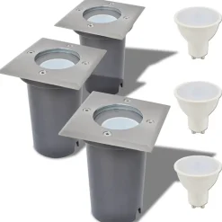 vidaXL LED-Grondspots buiten 3 stuks vierkant