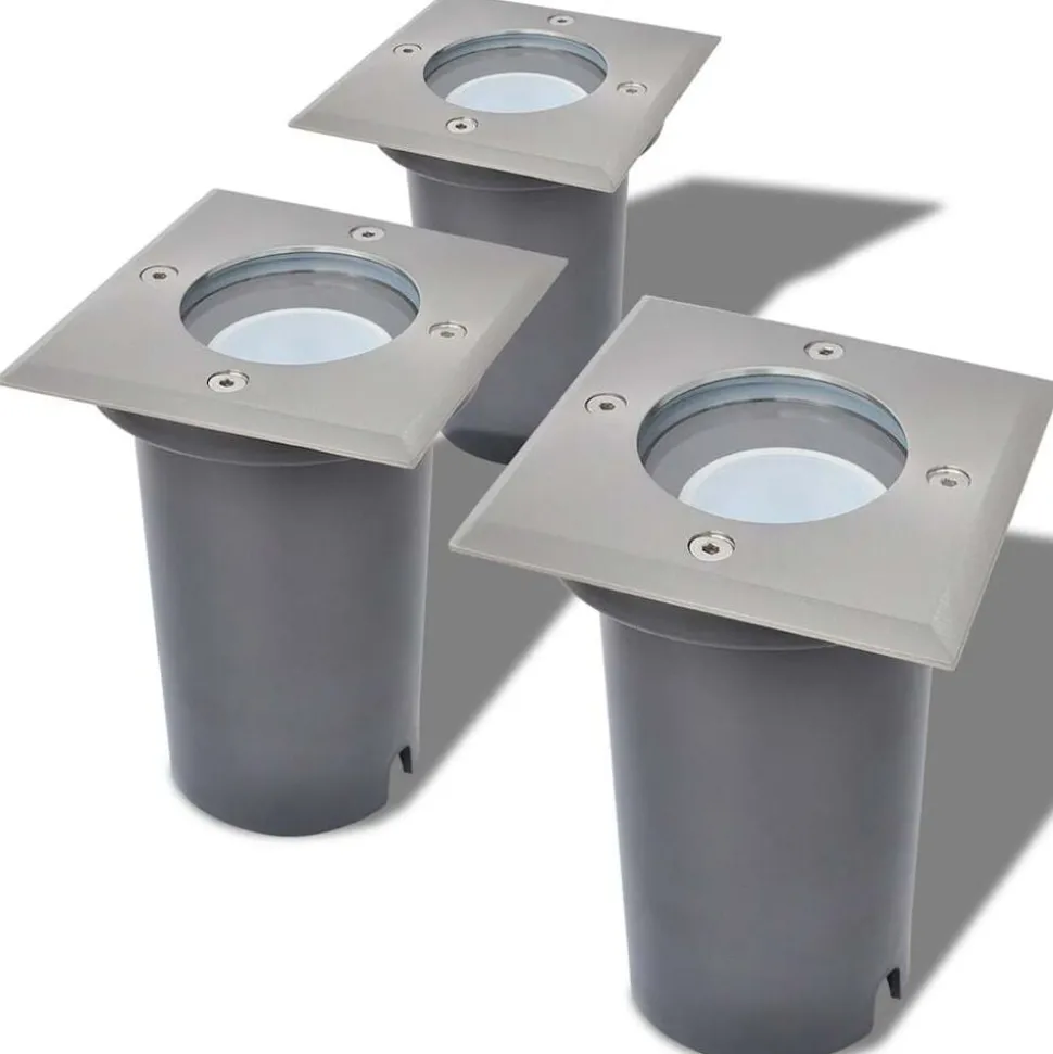 vidaXL LED-Grondspots buiten 3 stuks vierkant