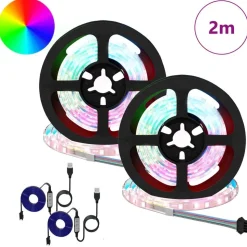 vidaXL LED-strip 2 pcs Zwart en transparant 1000 mm Koper en kunststof