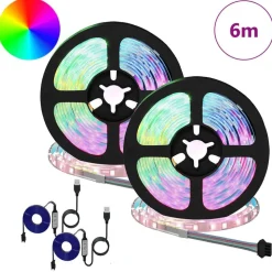 vidaXL LED-strip 2 pcs Zwart en transparant 3000 mm Koper en kunststof