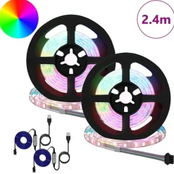 vidaXL LED-strip 2 pcs Zwart en transparant 1200 mm Koper en kunststof