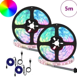 vidaXL LED-strip 2 pcs Zwart en transparant 2500 mm Koper en kunststof