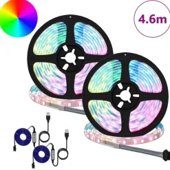 vidaXL LED-strip 2 pcs Zwart en transparant 2300 mm Koper en kunststof