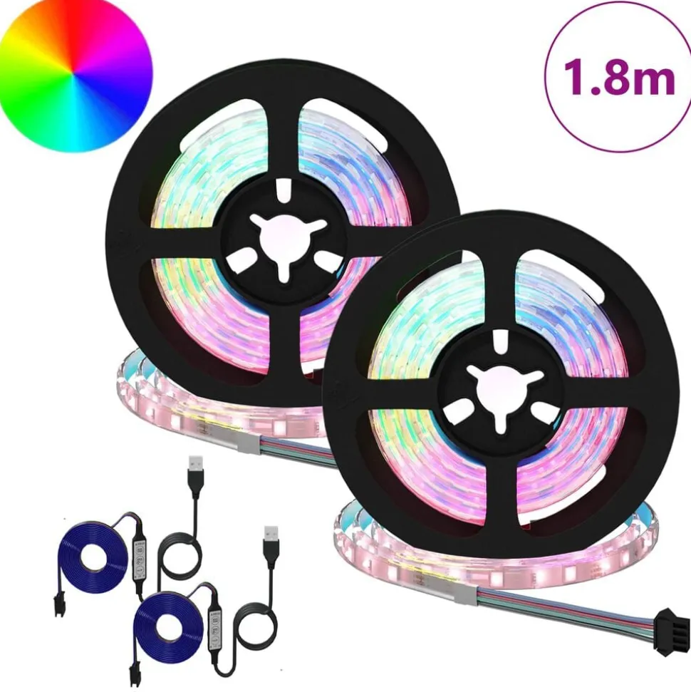 vidaXL LED-strip 2 pcs Zwart en transparant 900 mm Koper en kunststof