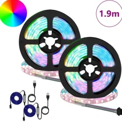 vidaXL LED-strip 2 pcs Zwart en transparant 950 mm Koper en kunststof