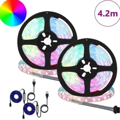 vidaXL LED-strip 2 pcs Zwart en transparant 210 x 0,8 x 0,3 cm