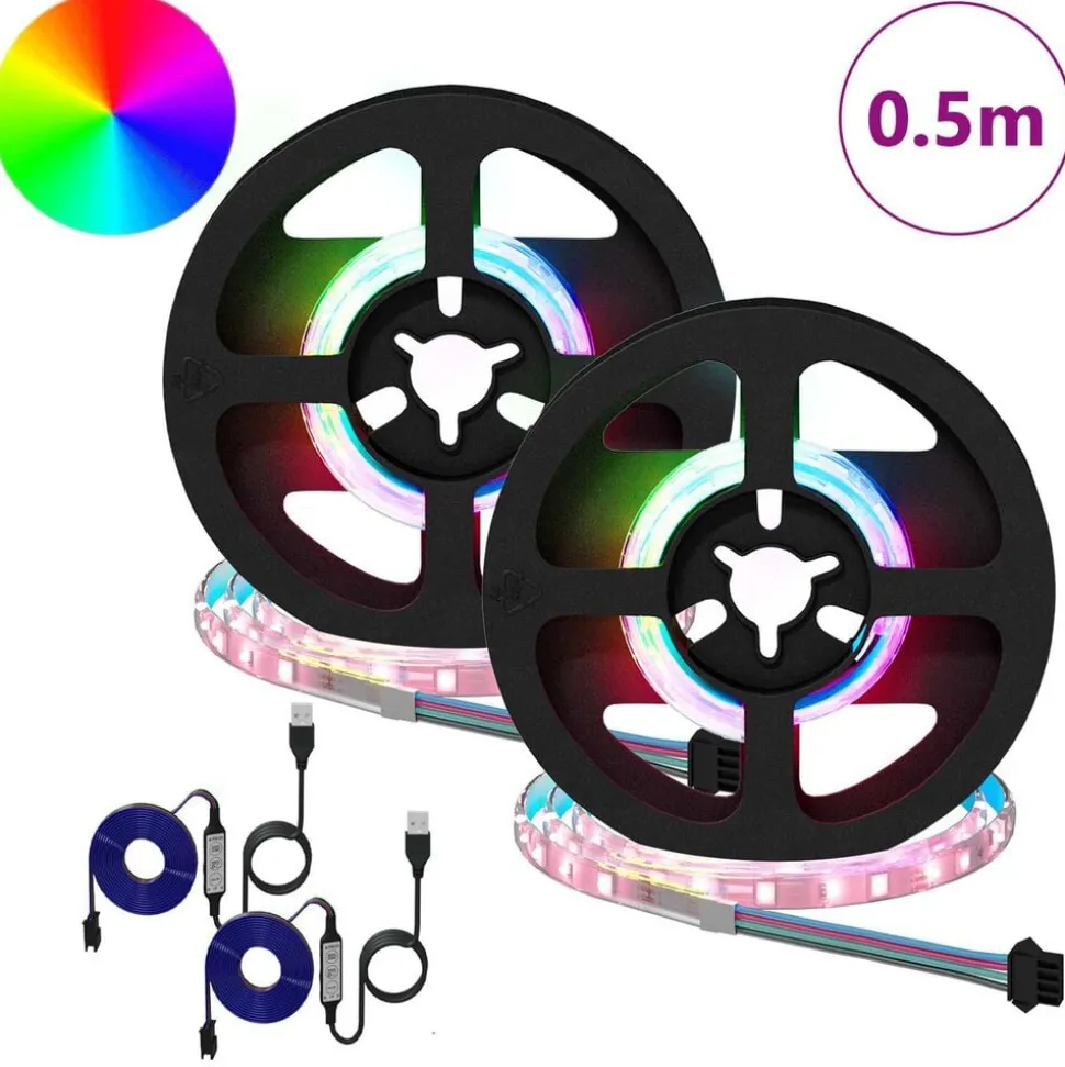 vidaXL LED-strip 2 pcs Zwart en transparant 250 mm Koper en kunststof