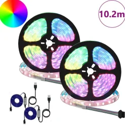 vidaXL LED-strip 2 pcs Zwart en transparant 5100 mm Koper en kunststof