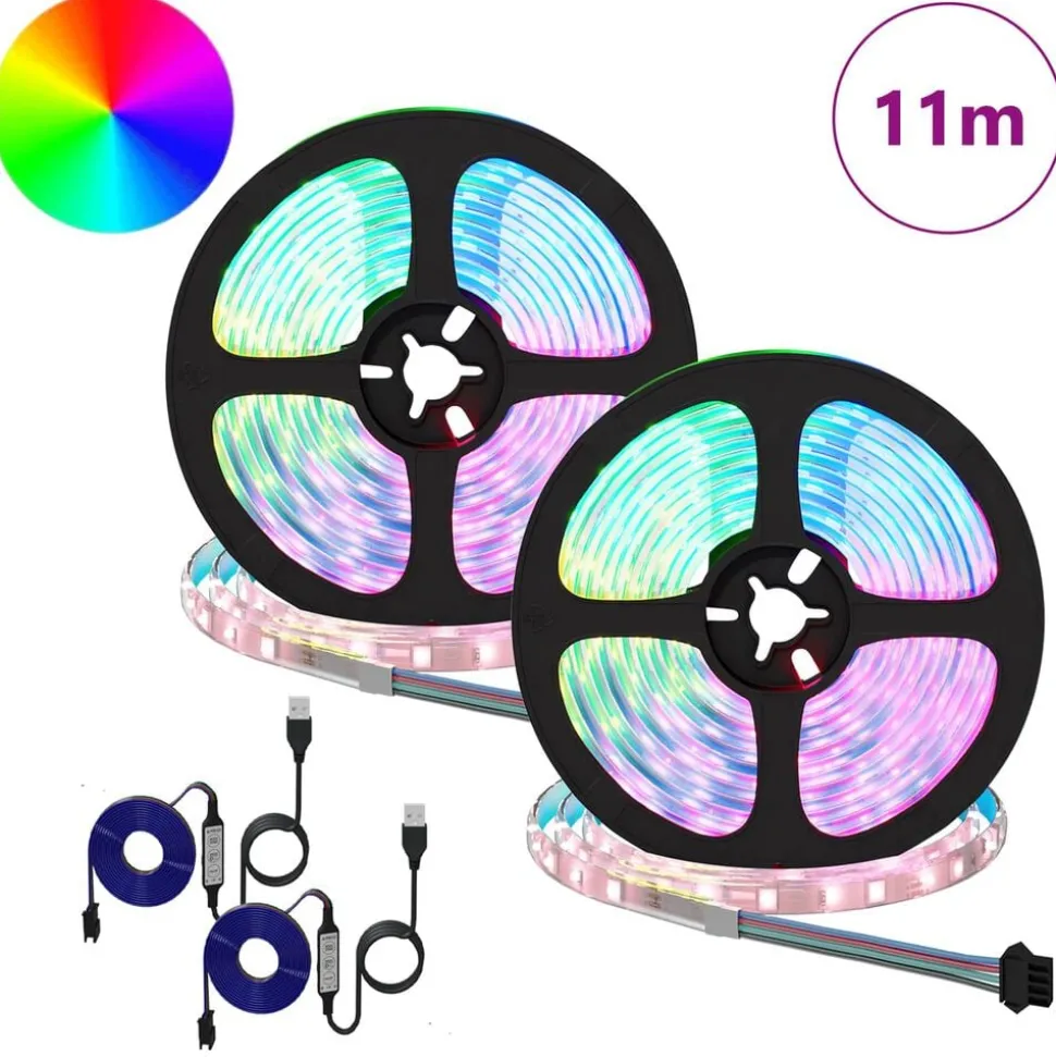 vidaXL LED-strip 2 pcs Zwart en transparant 5500 mm Koper en kunststof