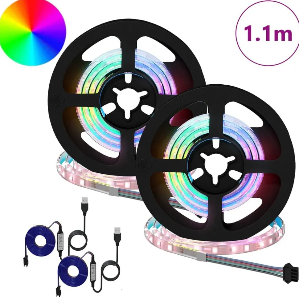 vidaXL LED-strip 2 pcs Zwart en transparant 550 mm Koper en kunststof