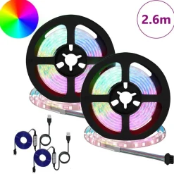 vidaXL LED-strip 2 pcs Zwart en transparant 1300 mm Koper en kunststof