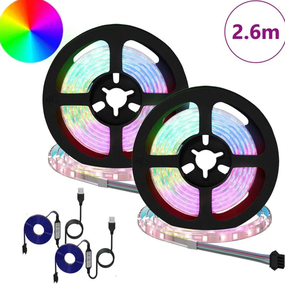 vidaXL LED-strip 2 pcs Zwart en transparant 1300 mm Koper en kunststof