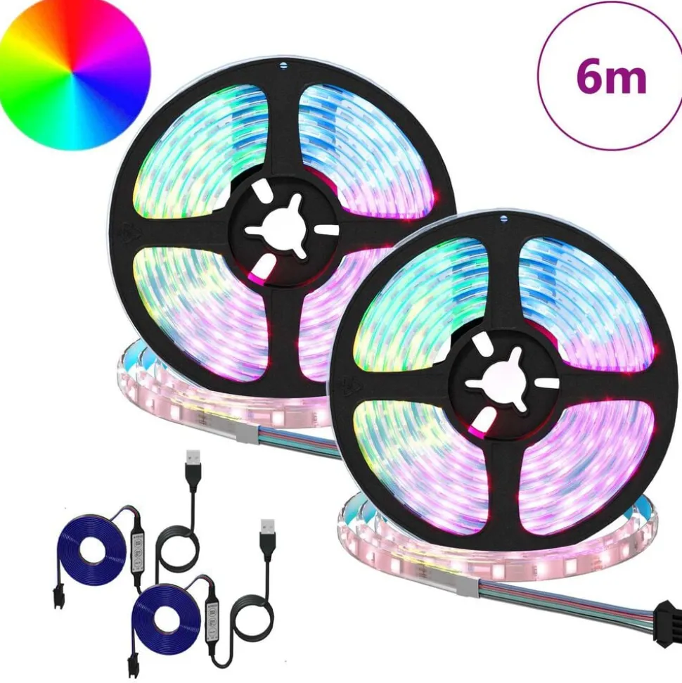 vidaXL LED-strip 2 pcs Zwart en transparant 3000 mm Koper en kunststof