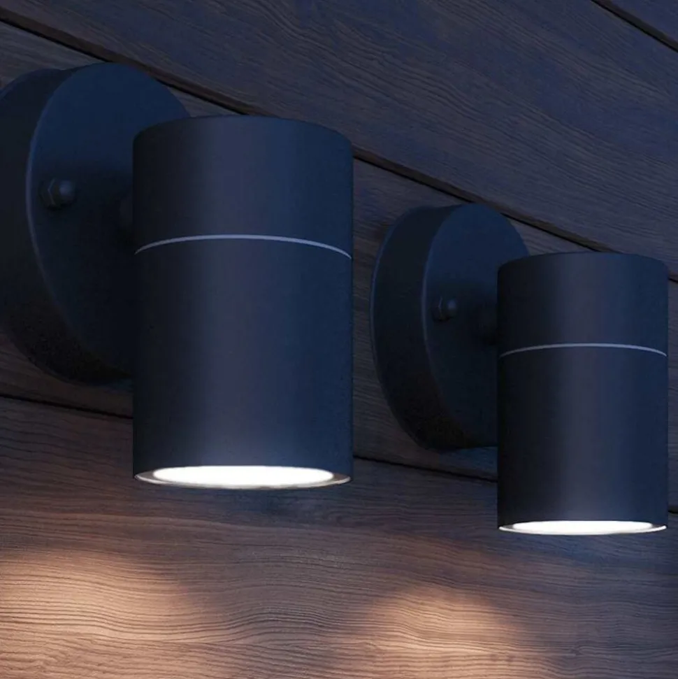 vidaXL LED-wandlamp buiten neerwaarts RVS 2 st