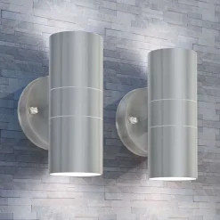 vidaXL LED-wandlamp buiten op-/neerwaarts RVS 2 st
