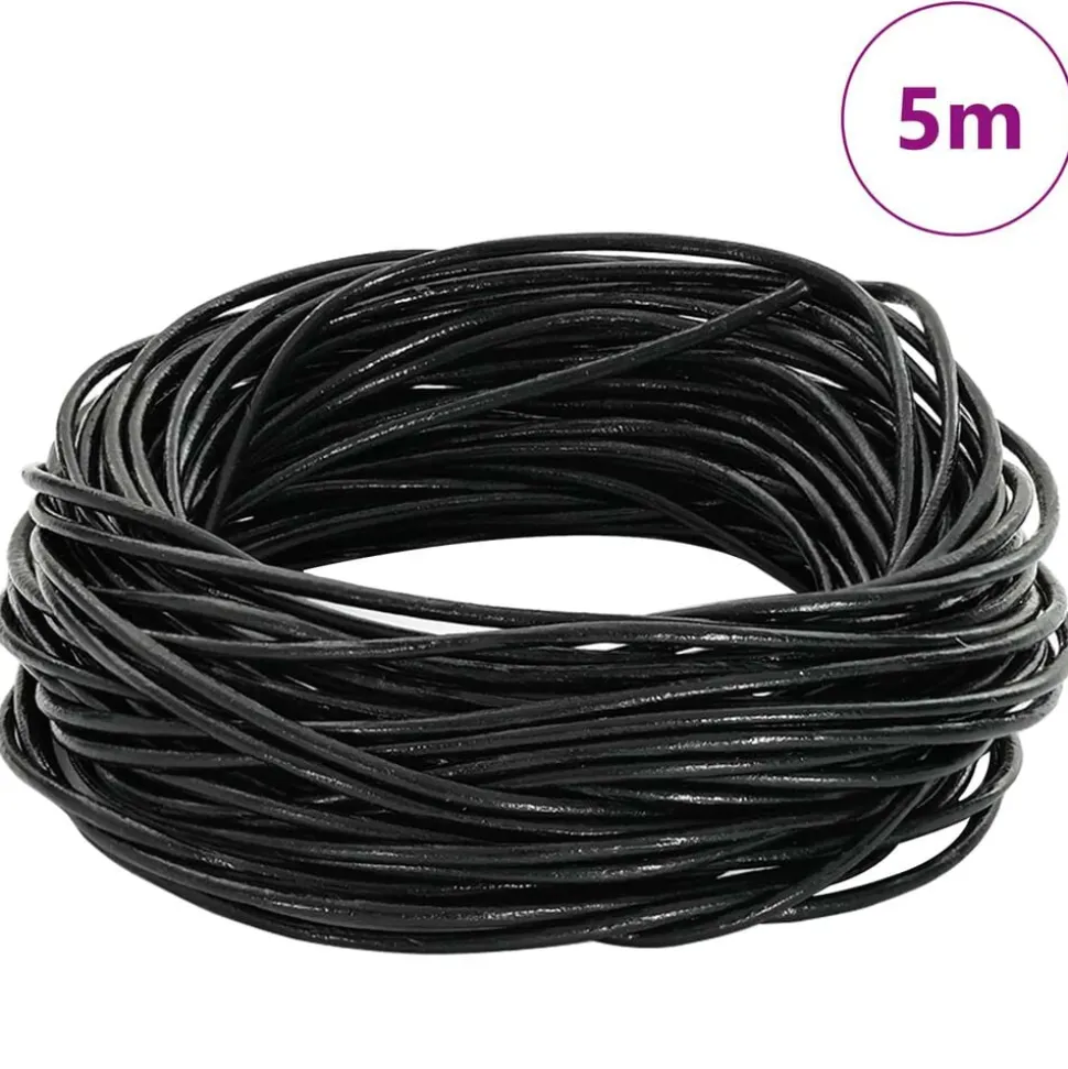 vidaXL Leren Koord Zwart Ø1 mm x 5 m Leer