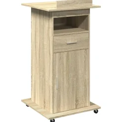 vidaXL Lessenaar met wielen en lade 55x55x107 cm hout sonoma eiken