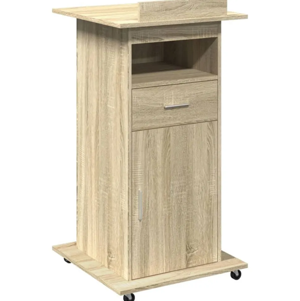 vidaXL Lessenaar met wielen en lade 55x55x107 cm hout sonoma eiken