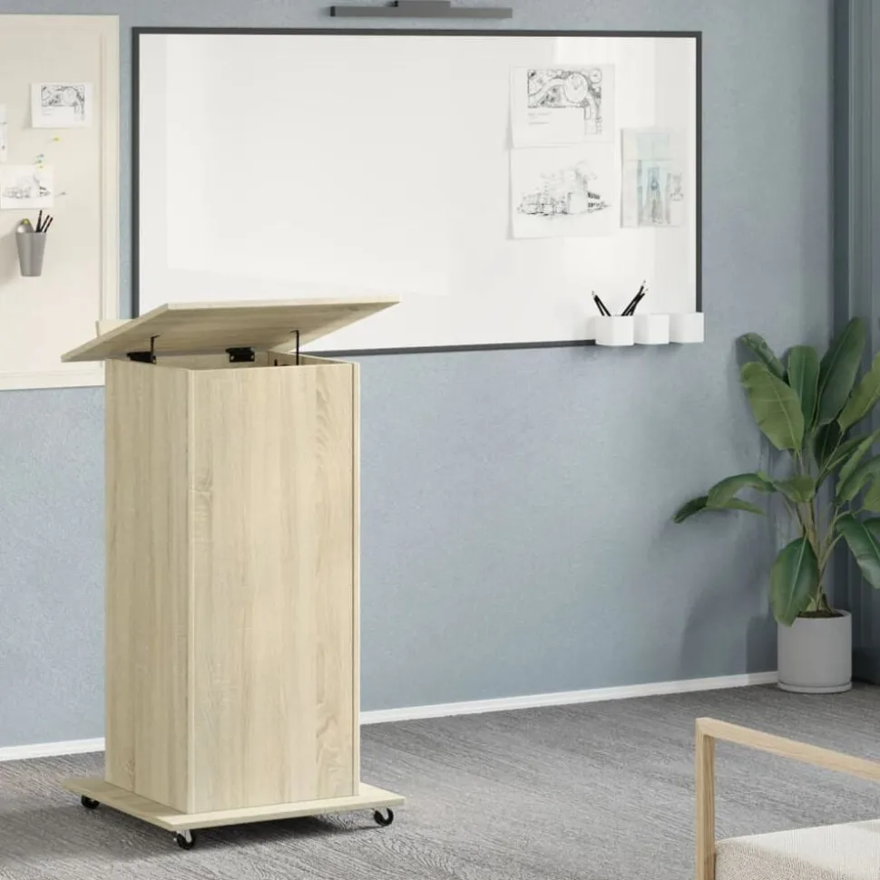 vidaXL Lessenaar met wielen en lade 55x55x107 cm hout sonoma eiken