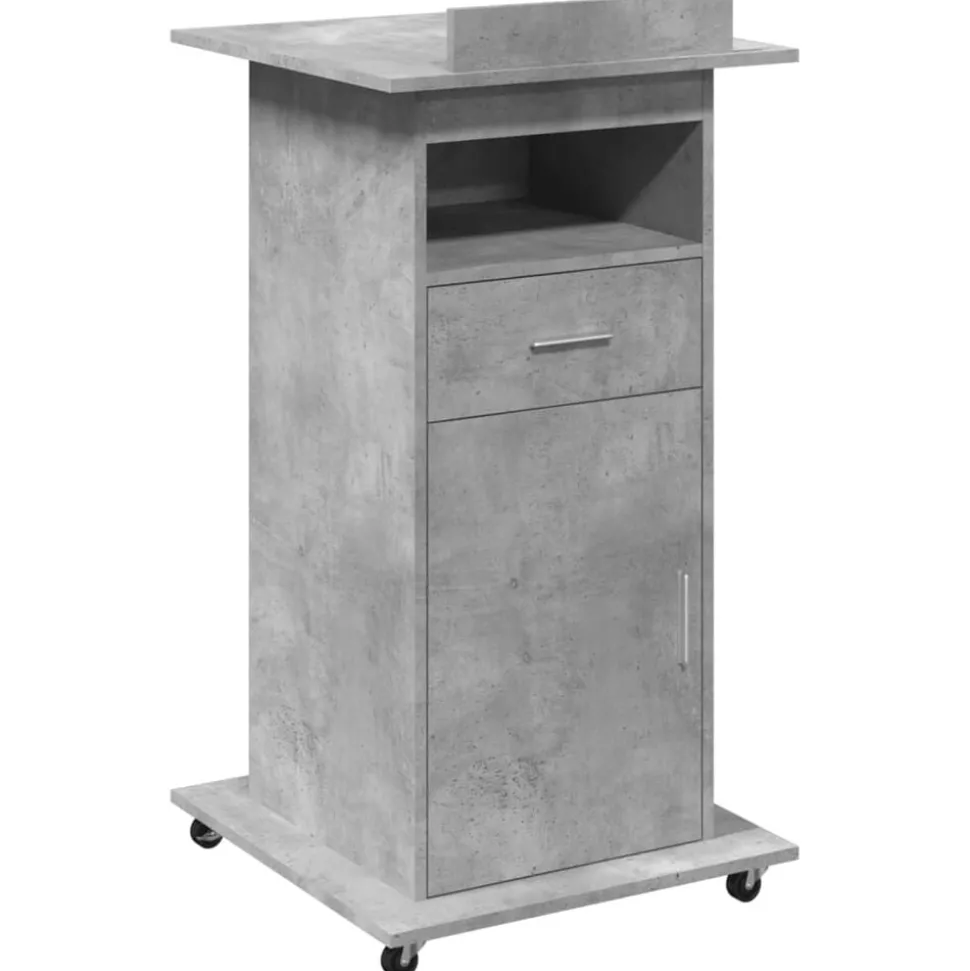 vidaXL Lessenaar met wielen en lade 55x55x107 cm hout betongrijs